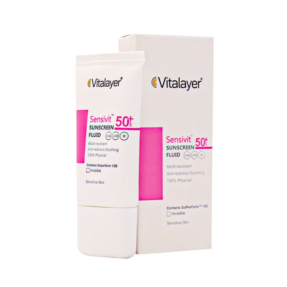 فلوئید ضد آفتاب سنسی ویت پوست حساس SPF50 بی رنگ 50 میل ـ ویتالیر