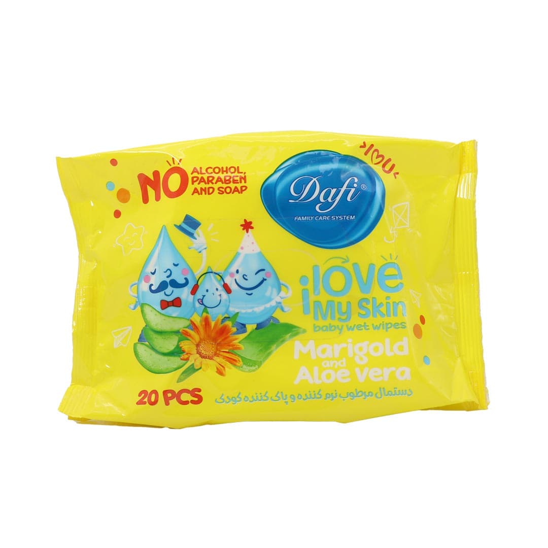دستمال مرطوب نرم کننده و پاک کننده کودک 20 عددی دافی
