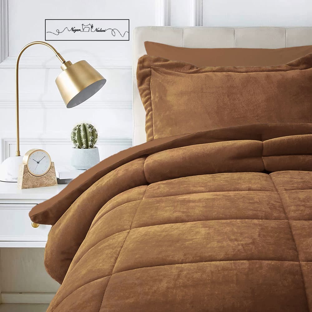 روتختی مینیمال کتان مخمل طرح مربع نسکافه ای کد 101800