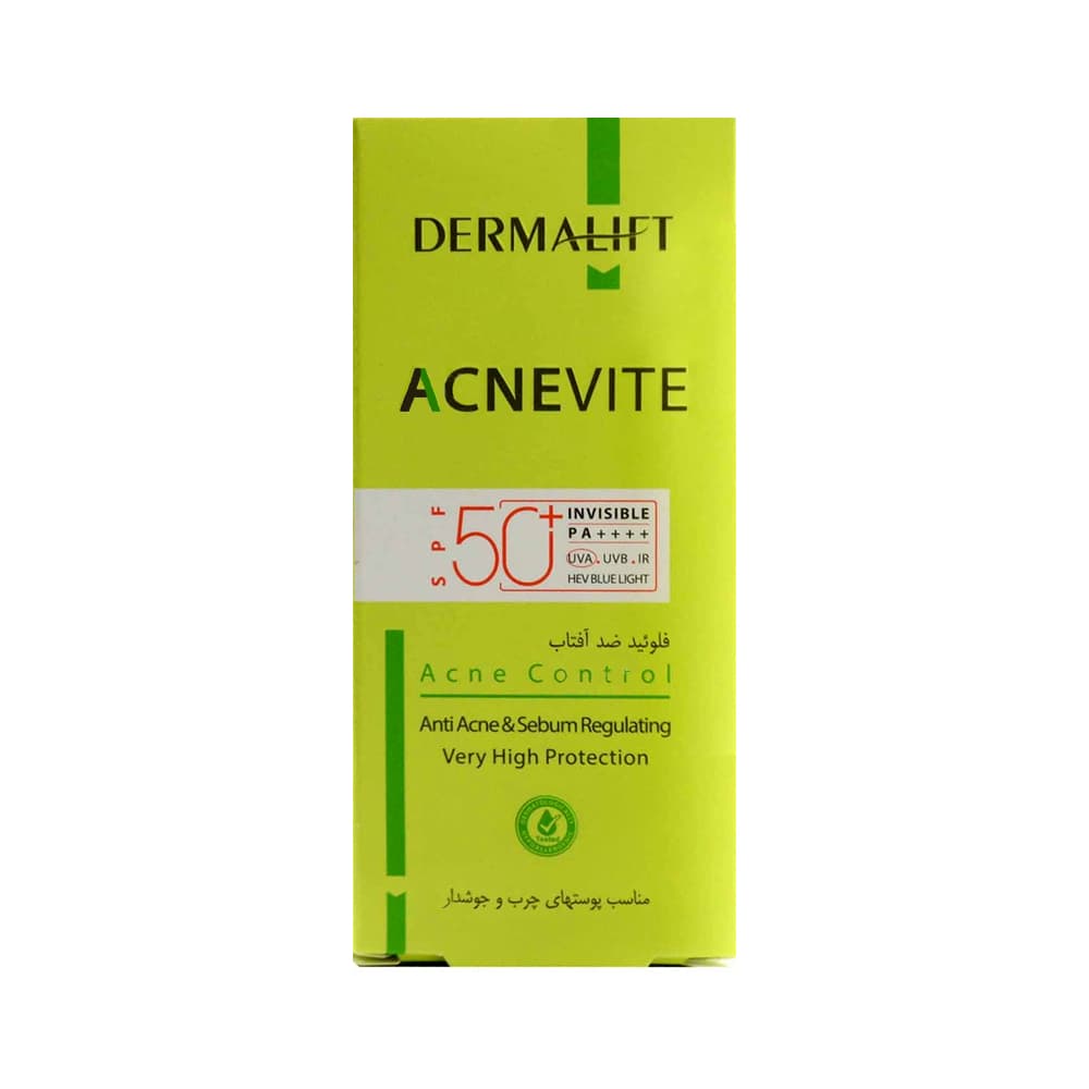 فلوئید ضد آفتاب بی رنگ اس پی اف 50 آکنه ویت مناسب پوست های چرب 40 میل ـ درمالیفت