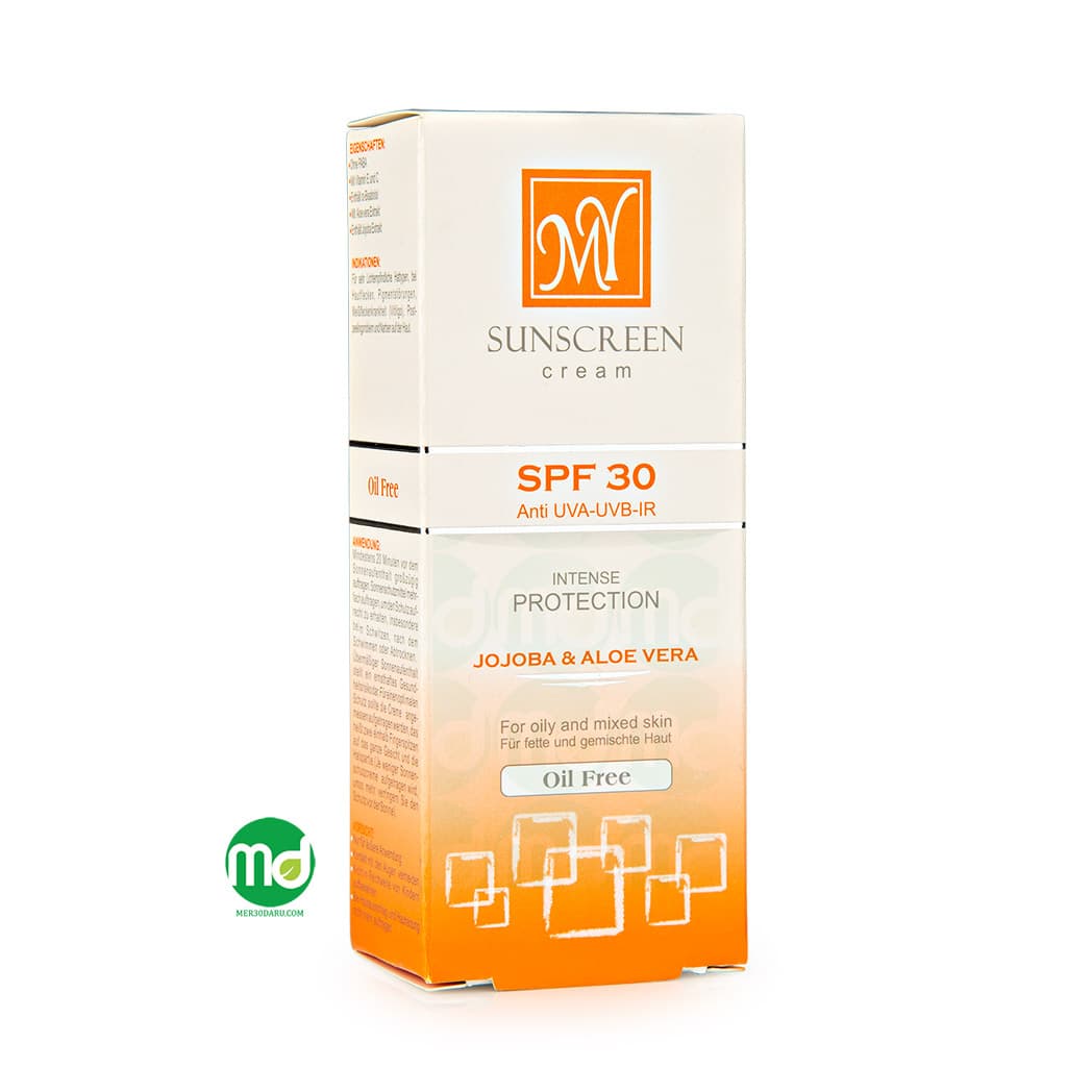 کرم ضد آفتاب بی رنگ مای حاوی جوجوبا و آلوئه ورا فاقد چربی SPF 30
