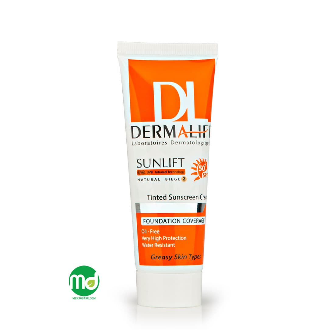 کرم ضد آفتاب رنگی درمالیفت برای پوست چرب و جوش دار +spf 50