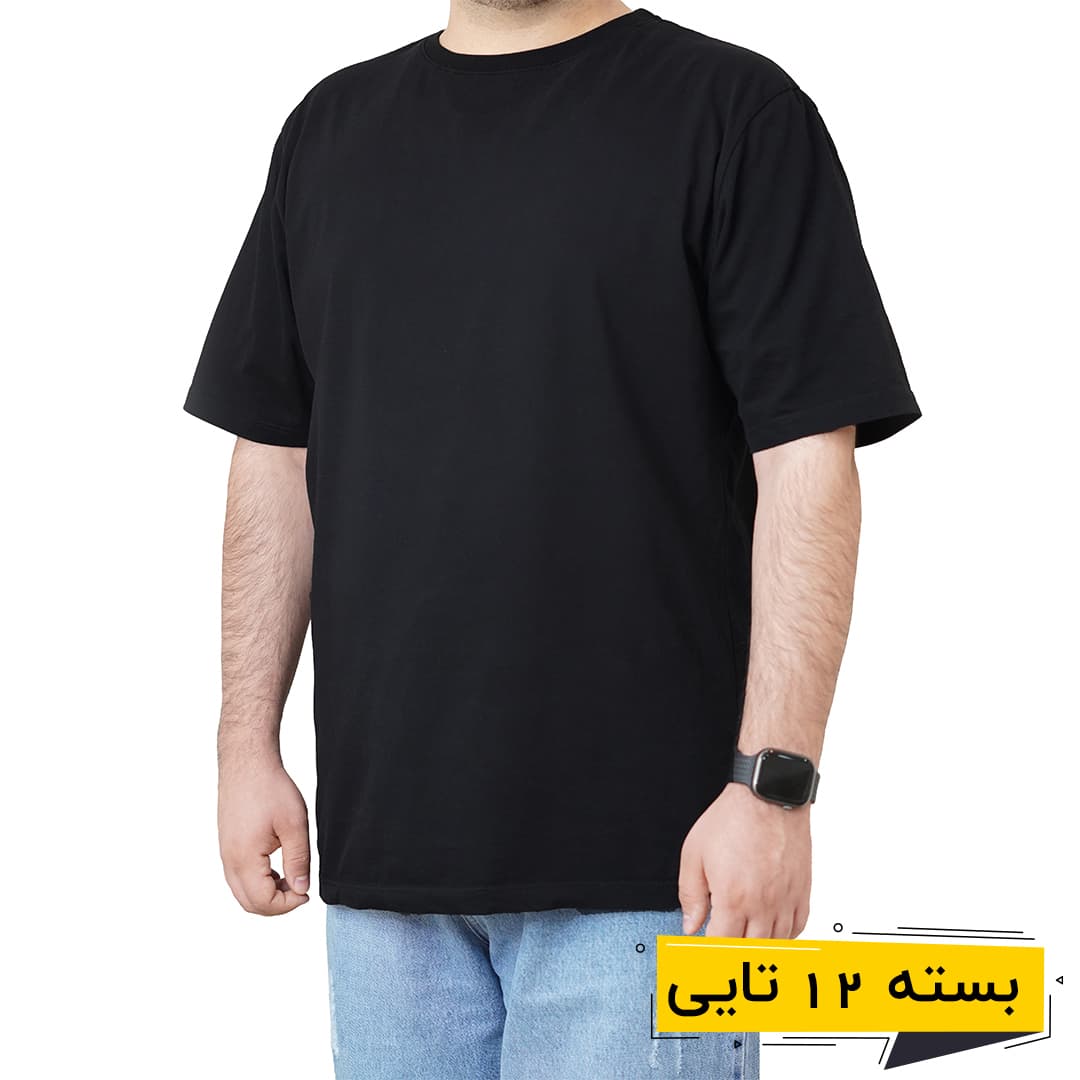 خرید عمده تیشرت مشکی ساده مردانه | (12 تایی)