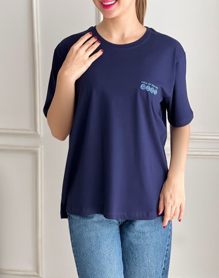 تیشرت یقه گرد یکرو پنبه بهو کد 702455