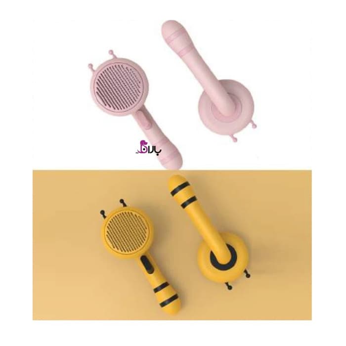 برس موی سگ و گربه طرح زنبور با دکمه تخلیه مو