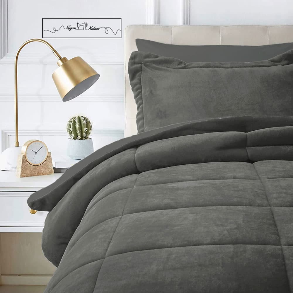 روتختی مینیمال کتان مخمل طرح مربع طوسی تیره کد 102100