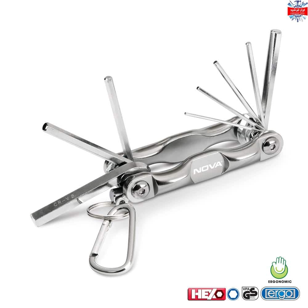 ست آچار آلن 8عددی تاشو شش گوش نووا NTK 1007