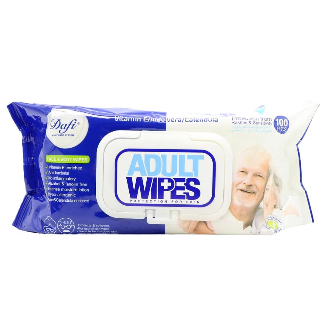 دستمال مرطوب پاک کننده بزرگسال درب دار 100 عددی ـ دافی