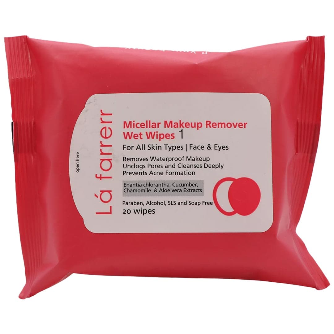 دستمال مرطوب آرایش پاک کن بابونه و آلوئه ورا 20 عددی لافارر