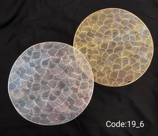 زیربشقابی طرح توری جنس pvc اعلا در 2 رنگ طلایی و نقره ای.ضدلک و قابل شستشو