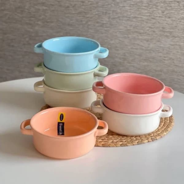 کاسه سوپ دو دسته سرامیکی رنگی سوییت لایف Sweet Life