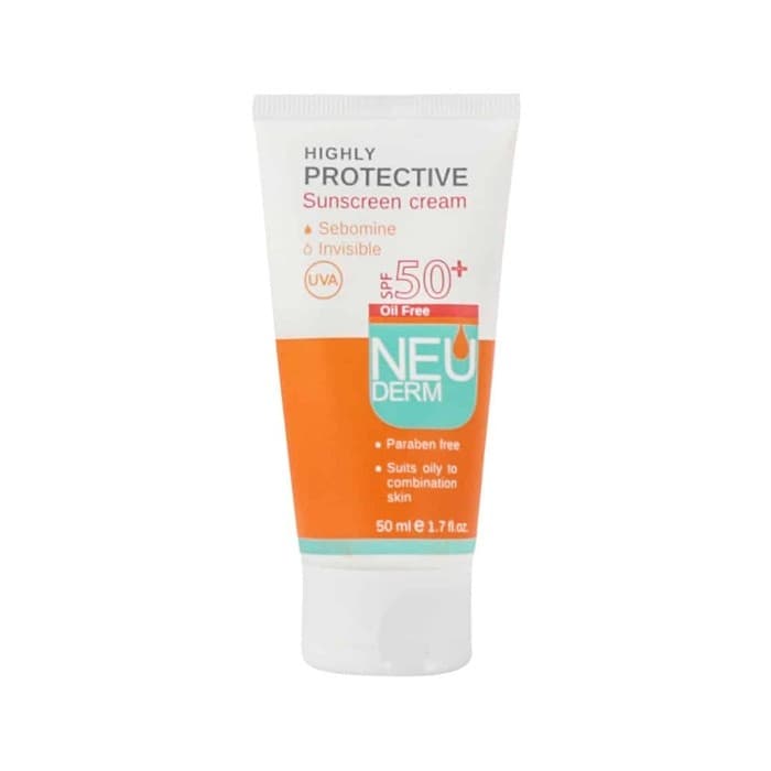 کرم ضد آفتاب هایلی پروتکتیو فاقد چربی بی رنگ NEUDERM SPF50