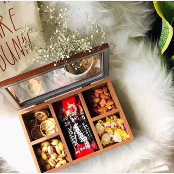 جعبه تی بگ(تی باکس)چوبی 5خانه مستطیل قهوه ای22050