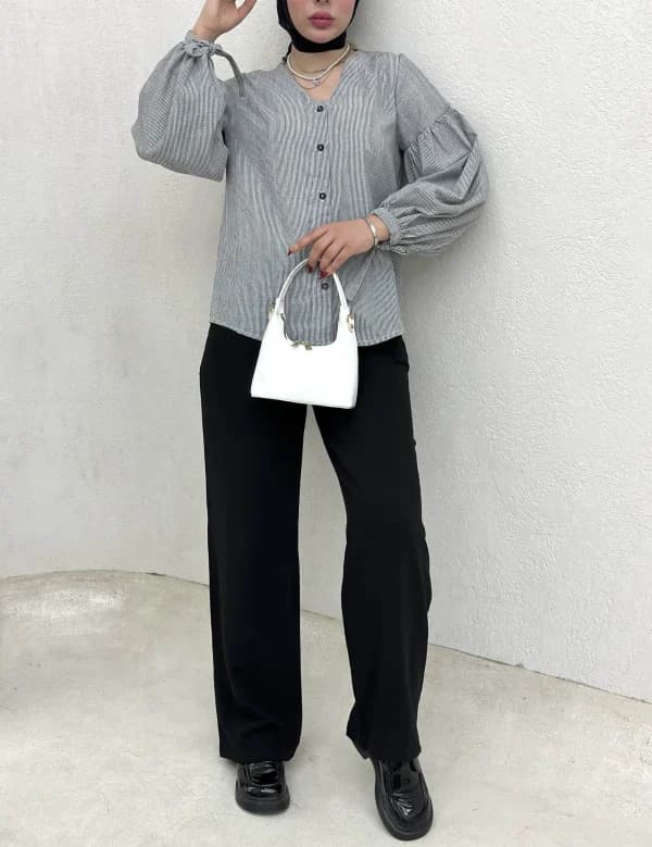 شومیز یقه هفت آستین بند