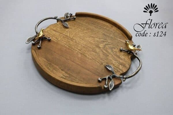 سینی گرد دسته پیوتر طرح پرنده برند فلورا Florea سایز کوچک