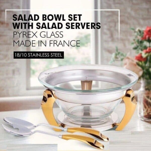 کاسه سالاد پافیلی ان تی سی استیل در دو رنگ نقره ای و طلایی