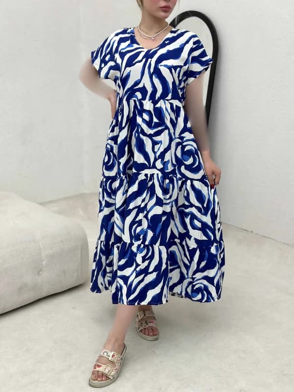 پیراهن نخی طبقه ای چاپی