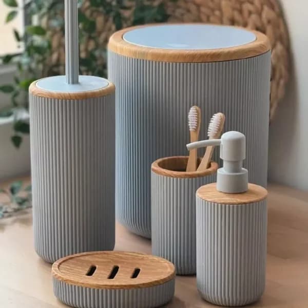 ست سرویس بهداشتی طرح چوب امپرلند رنگ مشکی