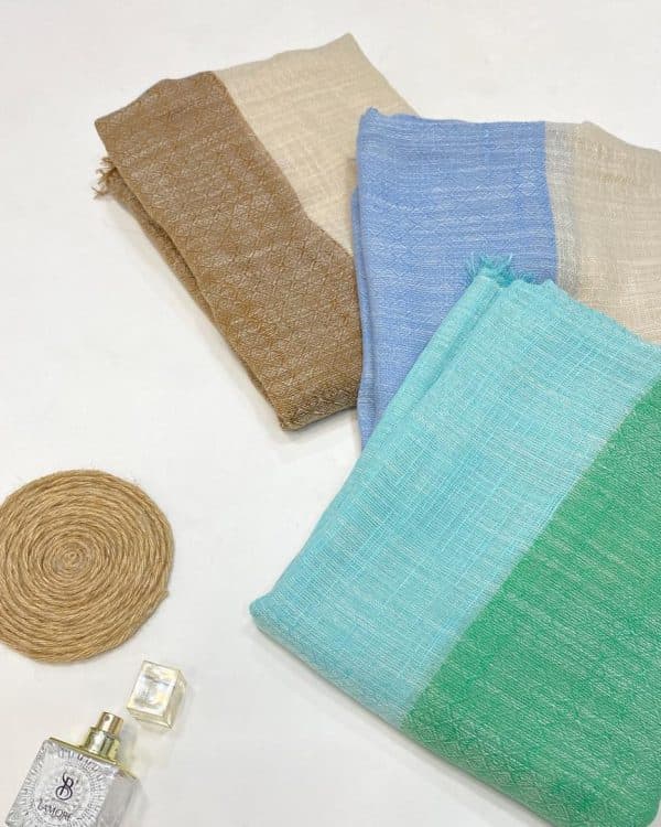 شال نخ لینن دورنگ