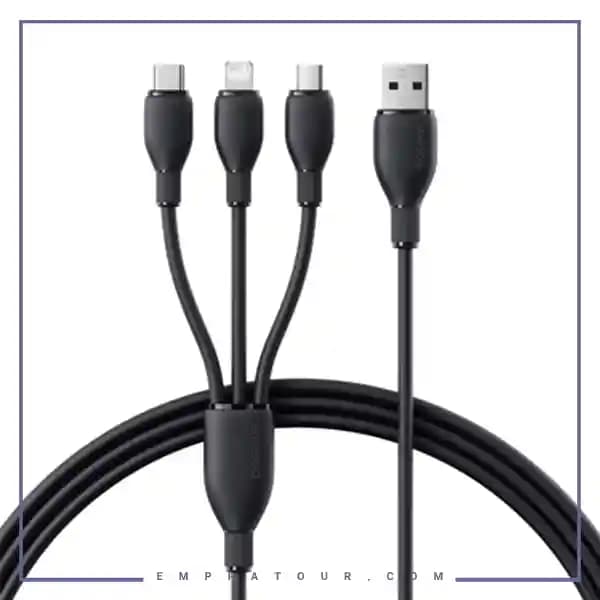 کابل سه سر 1.3 متر بیسوس Baseus 3.5A Ultra-Fast Charging Cable CB000161