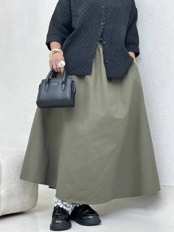 دامن کتان کمرگت