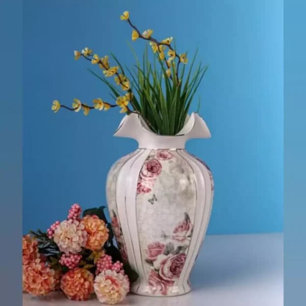 گلدان لمونژ طرح گل رز وارداتی