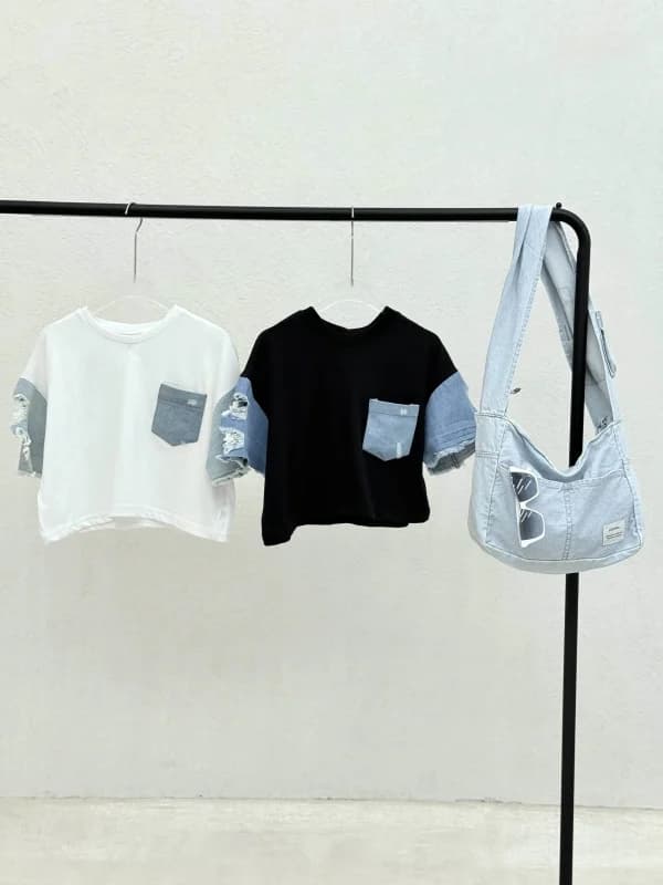 تیشرت کراپ آستین جین