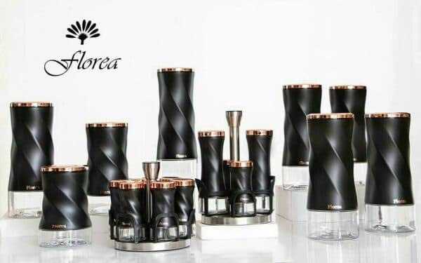 سرویس جا ادویه و پاسماوری 18 پارچه Florea طرح پیچ مشکی با تخفیف ویژه به مدت محدود