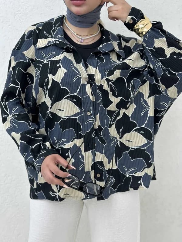 شومیز تک جیب طرح دار