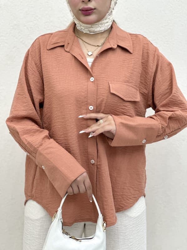 شومیز مانتویی تک جیب کد 491