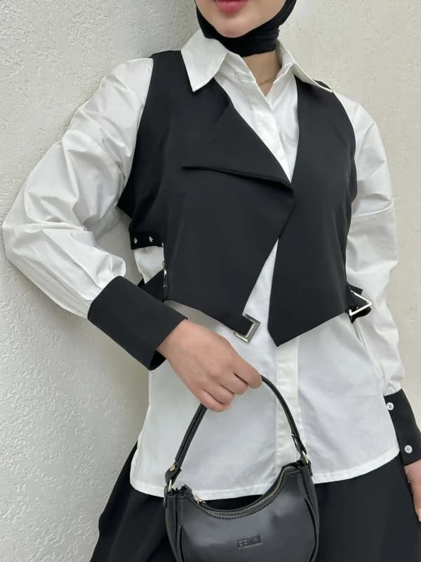 دوتیکه شومیز و جلیقه پرچی