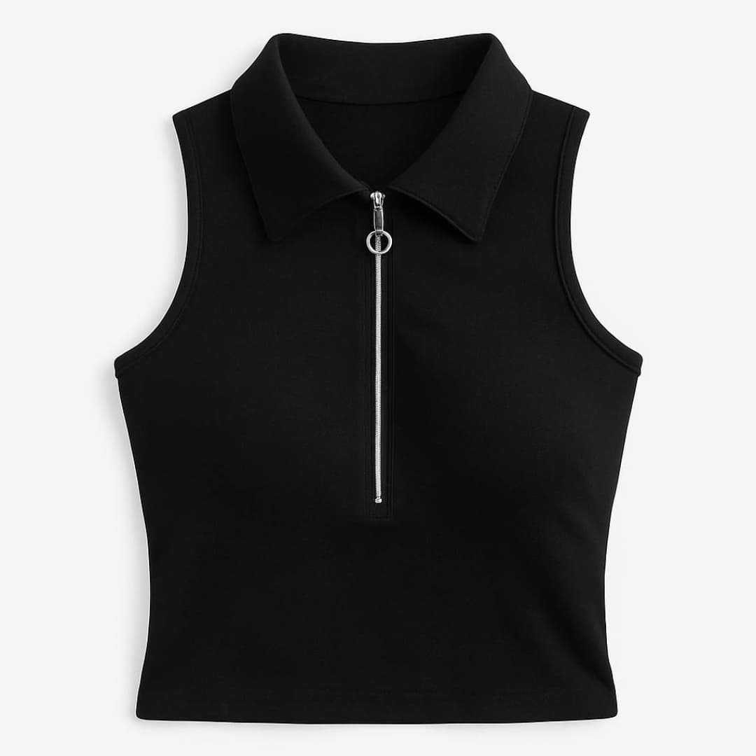 تاپ یقه دار نیم زیپ کبریتی پنبه کد 904