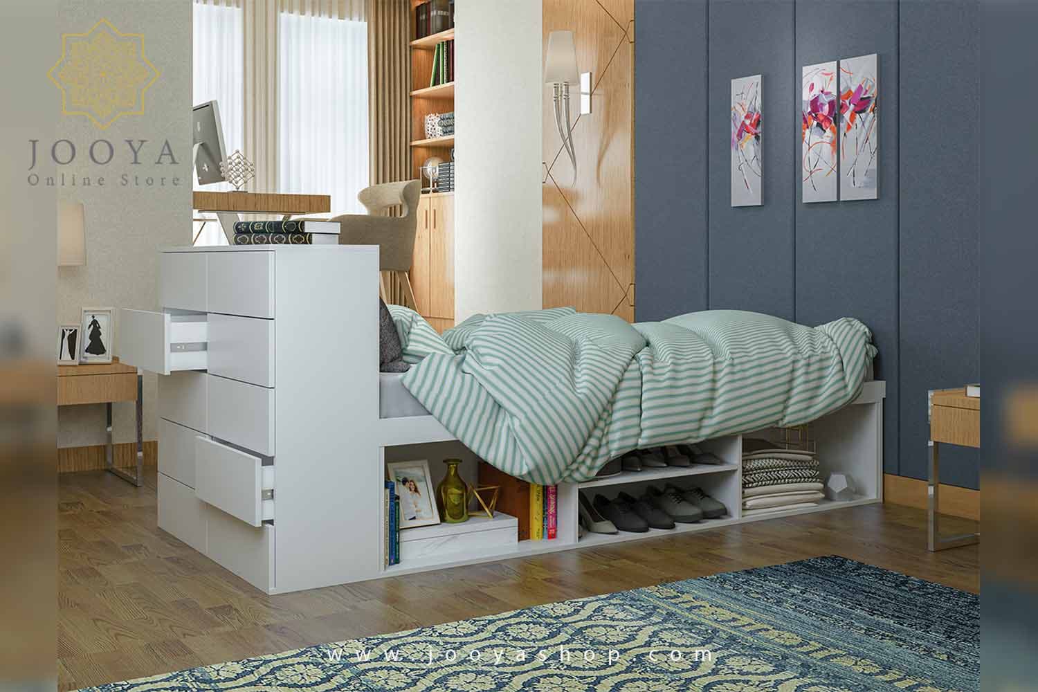 تخت تک نفره 10 کشو مدرن گلاسا مدل BS920