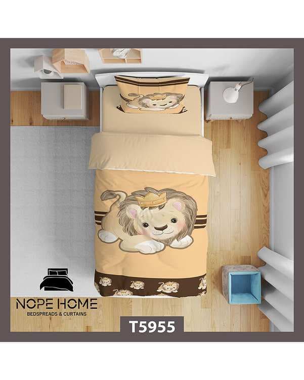 سرویس لحاف روتختی کودک یک نفره 5 تکه نوپه هوم Nopehome طرح شیر کد T5955