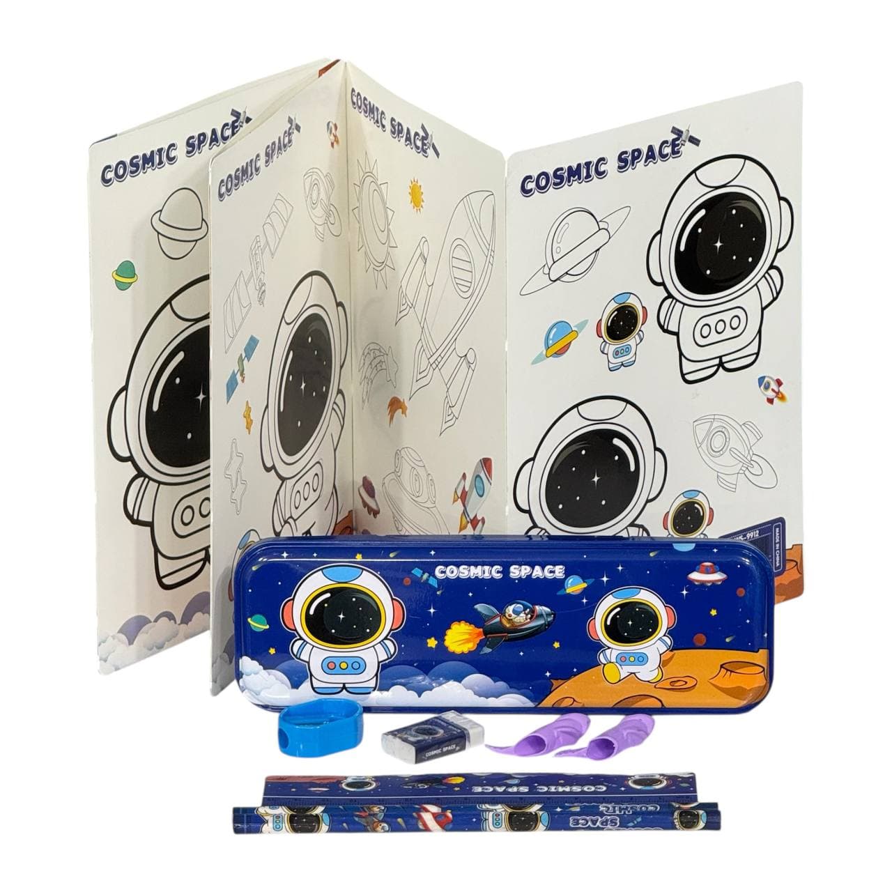 پک لوازم تحریر ۹ تیکه طرح فضانوردی آبی