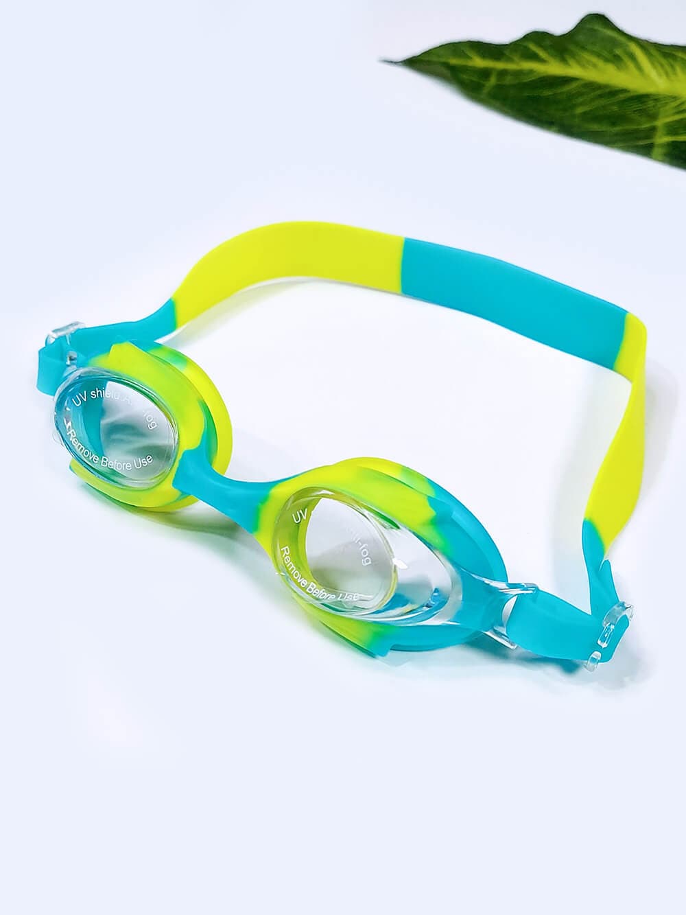 عینک شنا بچه گانه دخترانه و پسرانه طرح ماهی بصورت دو رنگ زرد و سبز