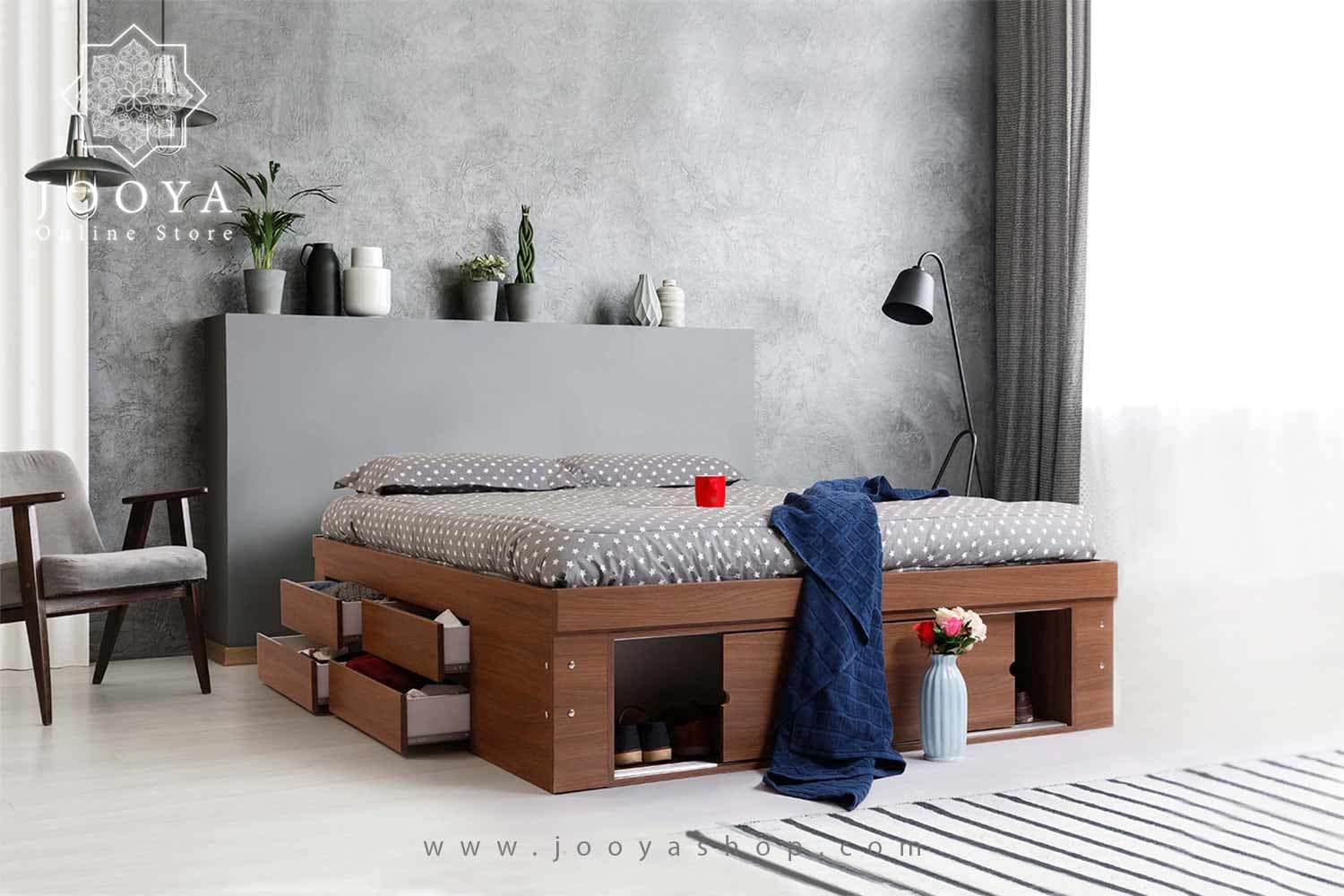 تخت خواب دو نفره ام دی اف آرشیده مدل KD18