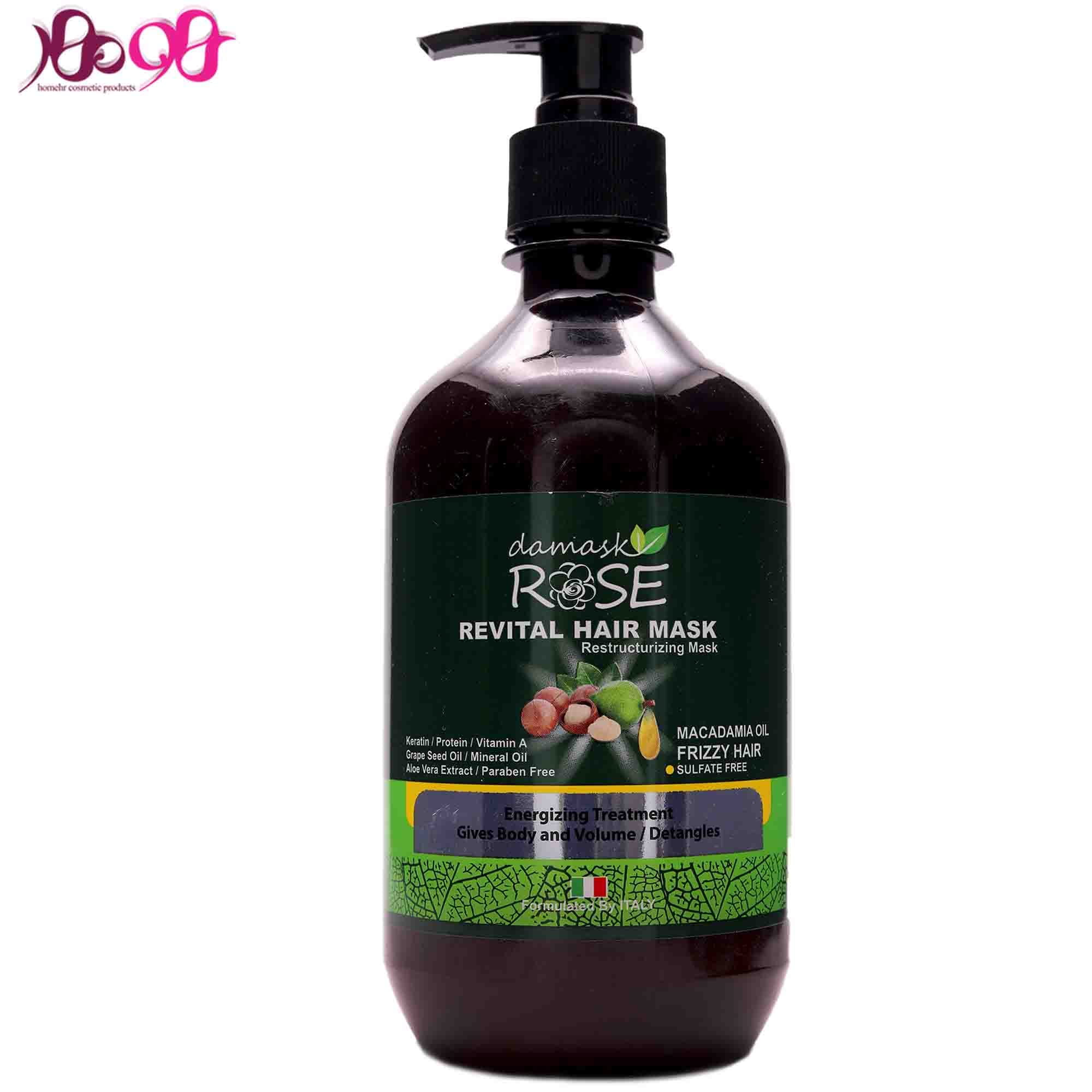 ماسک مو روغن ماکادمیا بدون سولفات موهای رنگ شده و وز داماسک رز