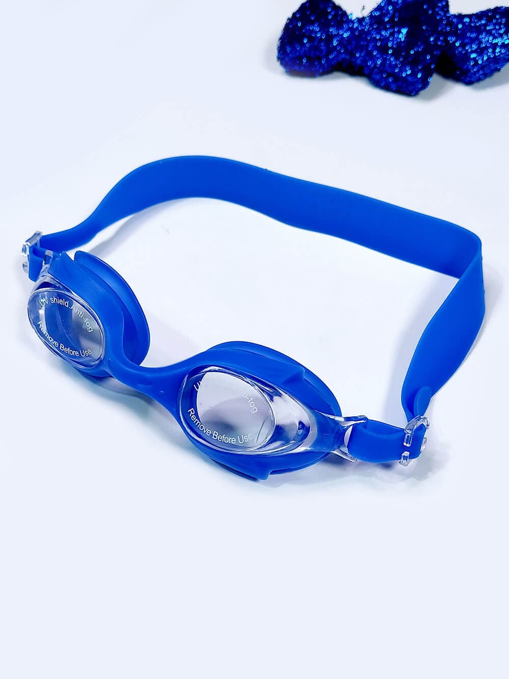 عینک شنا کودکانه آبی رنگ دخترانه و پسرانه طرح ماهی ضد بخار سیلیکونی
