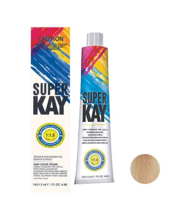 رنگ مو بلوند پلاتینه طبیعی روشن سوپر کی Super Kay شماره 12.0 حجم 145ml