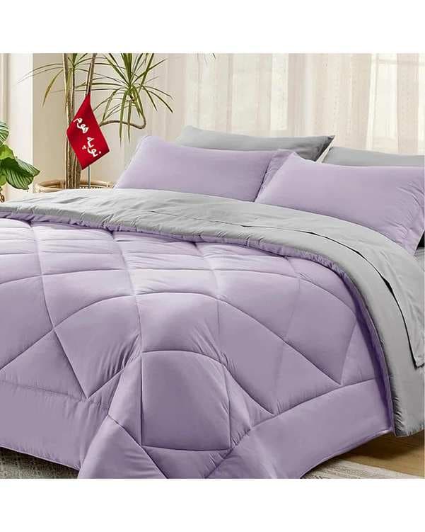 سرویس لحاف روتختی مینیمال دو نفره 6 تکه یاسی طوسی نوپه هوم Nopehome طرح لوزی کد 152