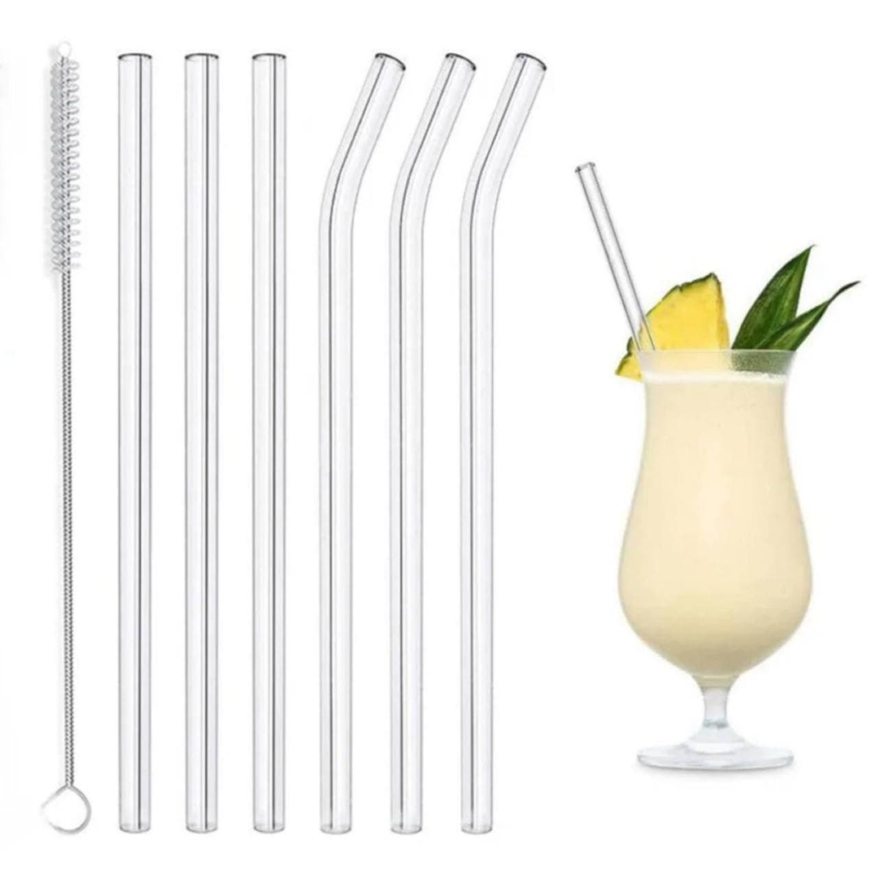 پک 6 عددی نی شیشه ای به همراه فرچه