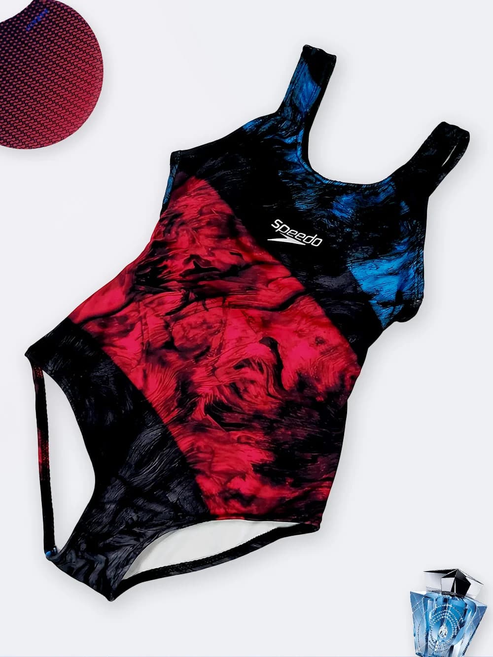 مایو اسلیپ زنانه پشت قهرمانی با طرح آبرنگی اسپیدو ( Speedo ) کاپدار برای استخر