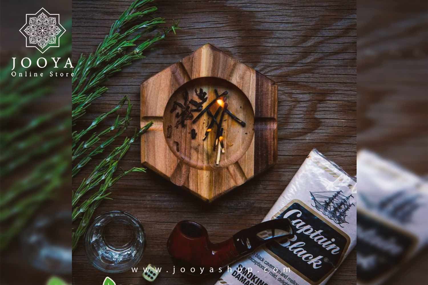 زیر سیگاری چوبی مدل شش ضلعی