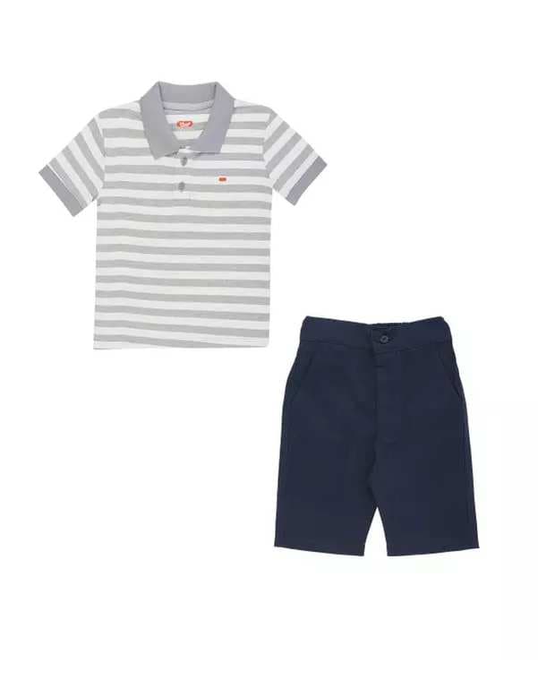 ست تی شرت و شلوارک پسرانه مادر Madar مدل مایکل شیری طوسی