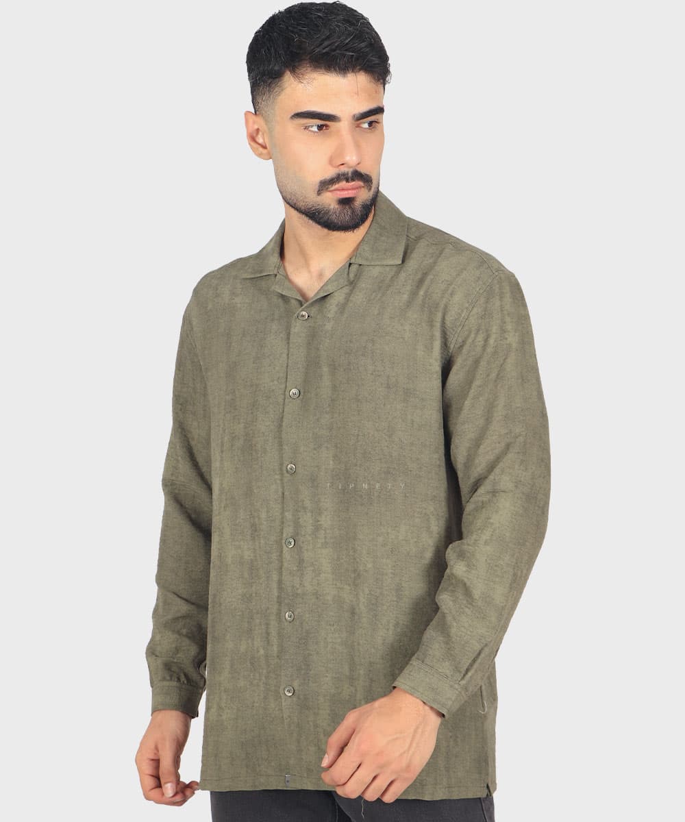 پیراهن لینن مردانه یقه انگلیسی 4410