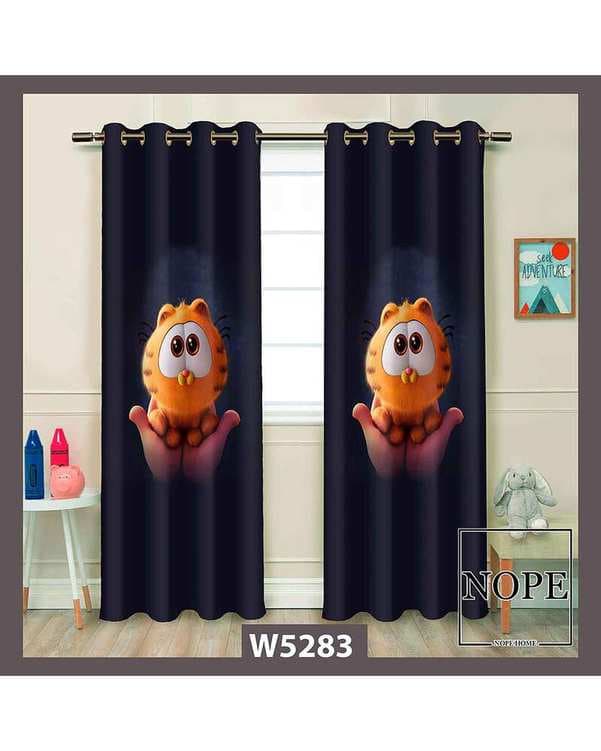 پرده کودک مخمل نوپه هوم Nopehome مدل پانچی طرح بچه گربه کد W5283
