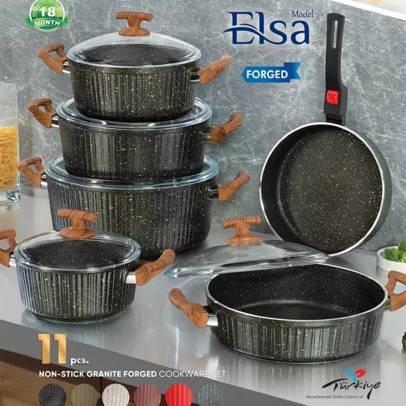 سرویس قابلمه 11 پارچه فورج مشکی اویز Eviz مدل السا