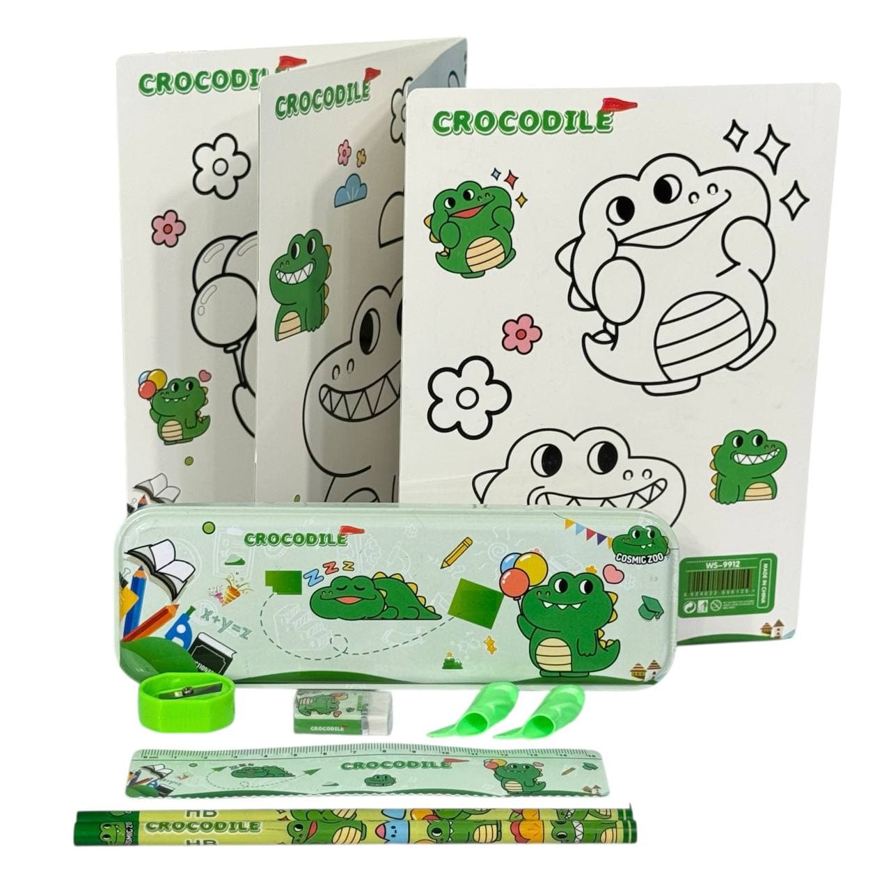 پک لوازم تحریر ۹ تیکه طرح قورباغه سبز