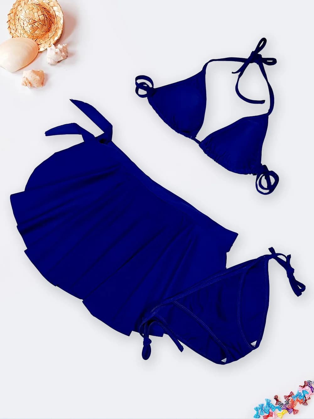 بیکینی مایو زنانه سه تیکه دامن دار نابایجی ( Nabaiji ) آبی تیره با سوتین مایویی کاپدار